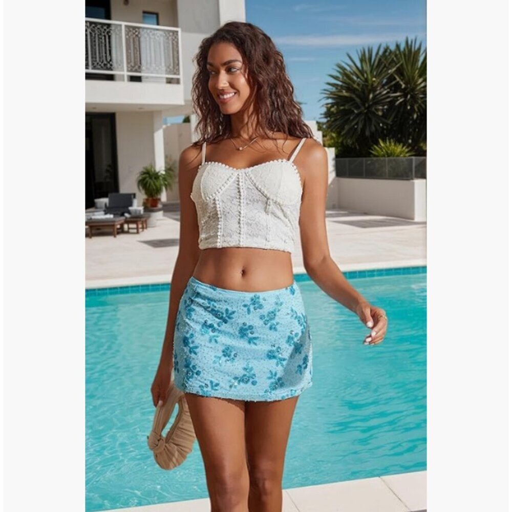 NWT Women's Sequin Skirt/Skort Size Large - Picture 2 of 6